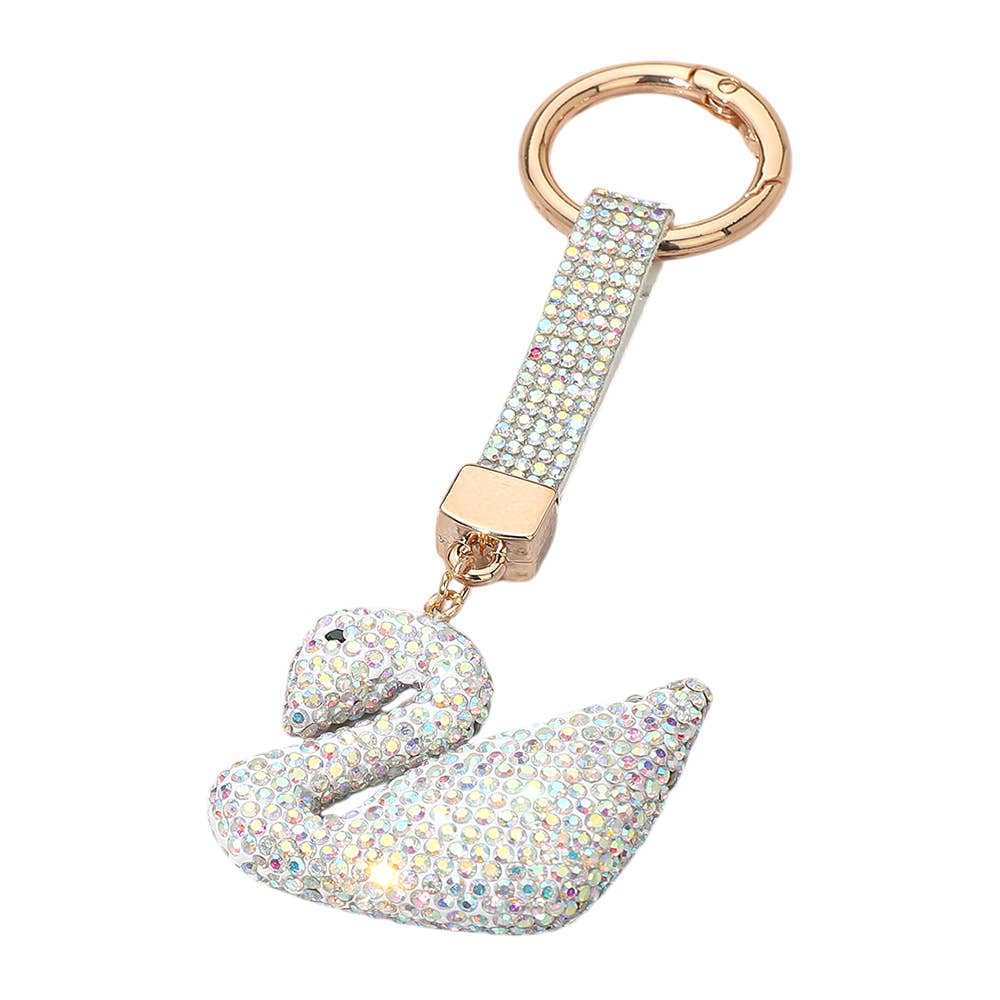 Bling Studded Swan Keychain / Bag Charm