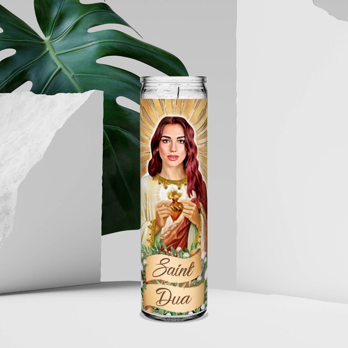 Saint Dua Lipa Celebrity Prayer Devotional Parody Candle