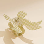 Bow-Shaped Checkered Acetate Hair Claw Clip