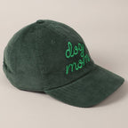 Dog Mom Text Solid Color Corduroy Baseball Cap