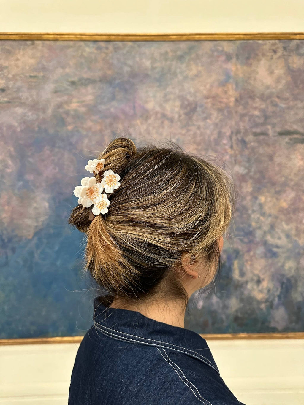 Hand-painted Cherry Blossoms Flower Claw Hair Clip