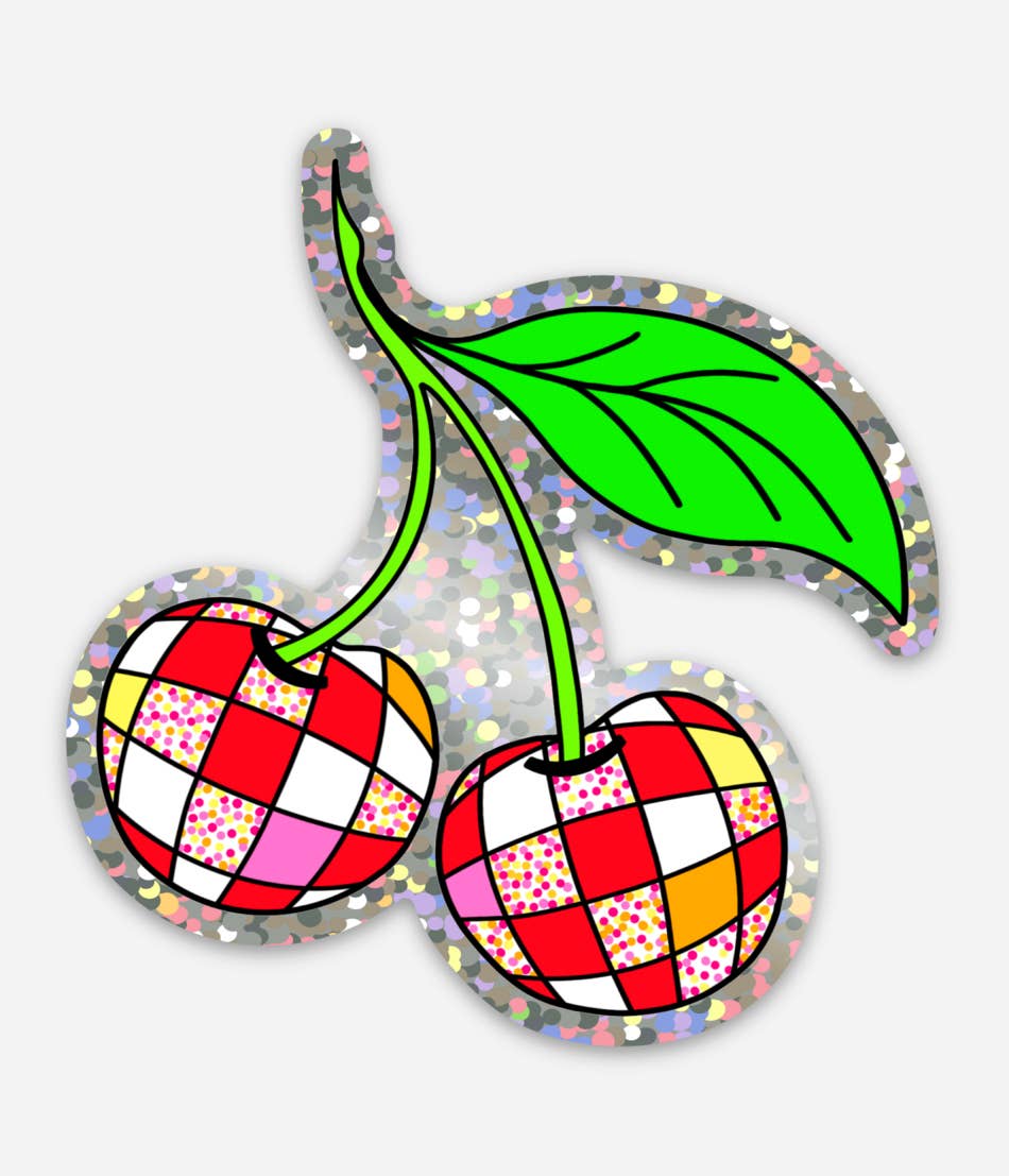 Glitter Disco Cherries Sticker