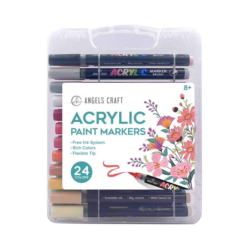 Acrylic Brush Markers - 24ct with Organizer Case