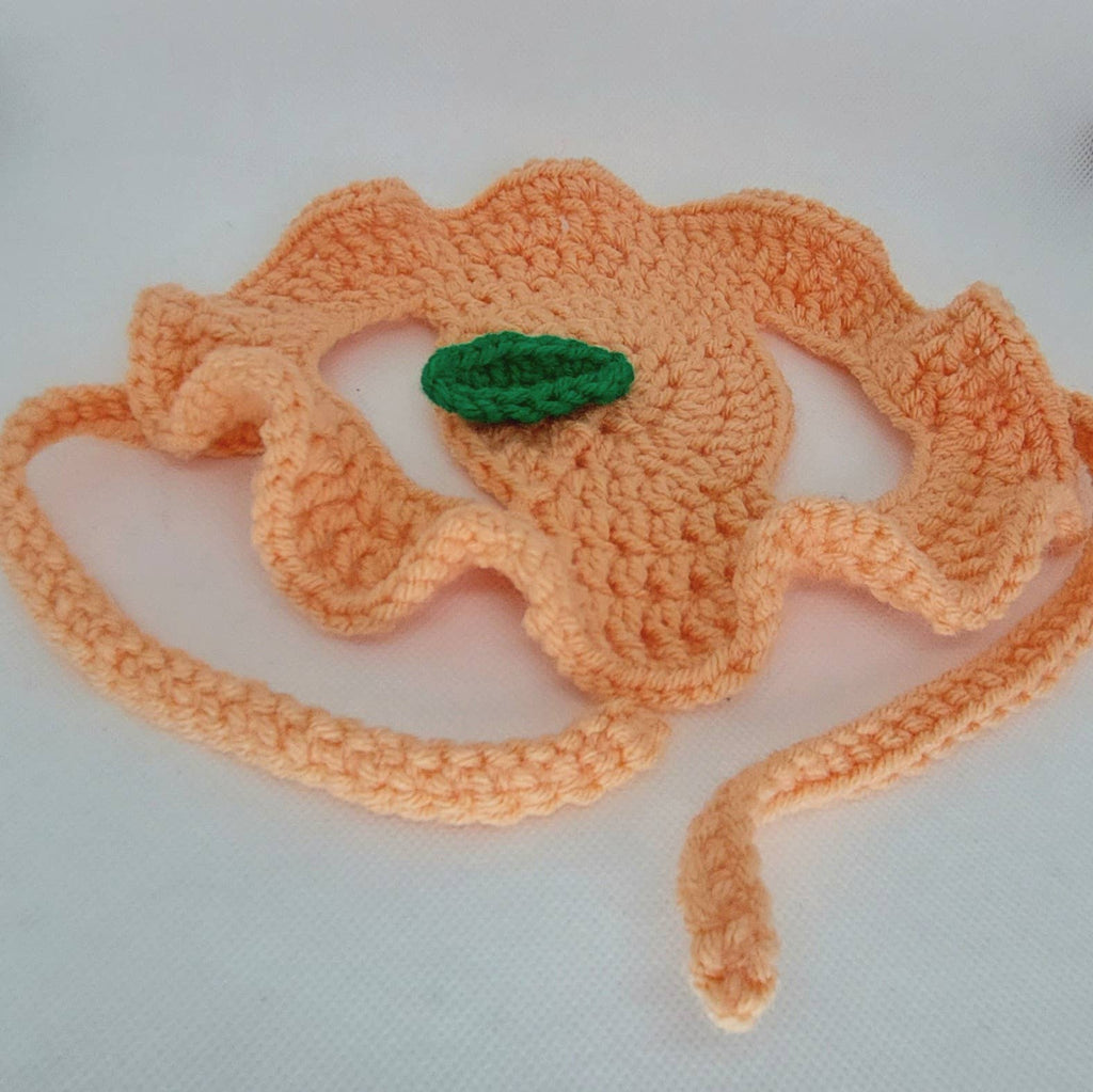 Crochet Peach Hat - Cat Bonnet - Pet Hat