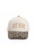 CAT MOM embroidered Camo Leopard Printed Brim 5 Panel Cap