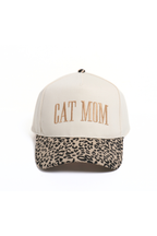 CAT MOM embroidered Camo Leopard Printed Brim 5 Panel Cap
