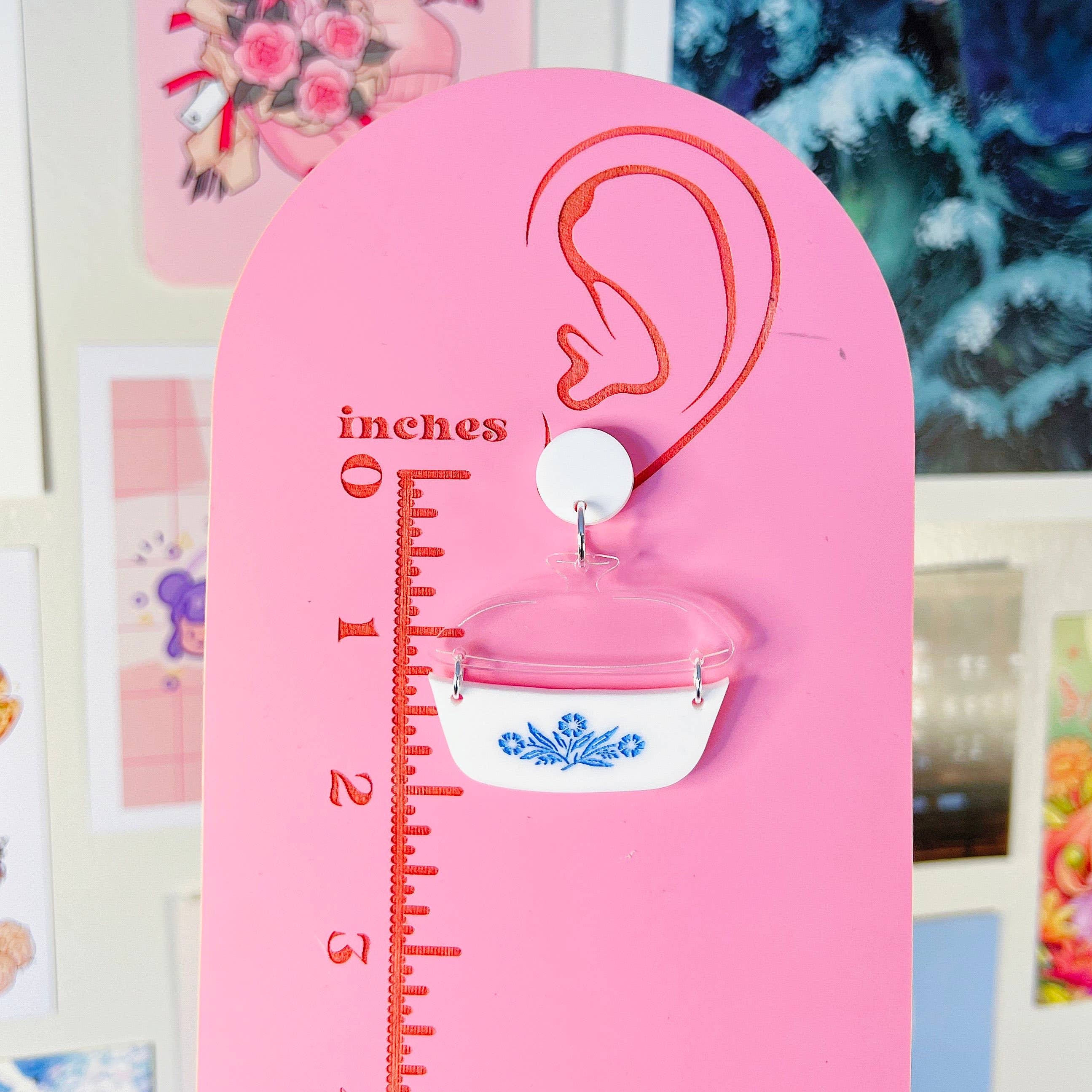 Corningware Dish Handmade Acrylic Earrings & Keychains