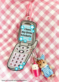 Y2K Flip Phone Trinkets Embroidered Keychain