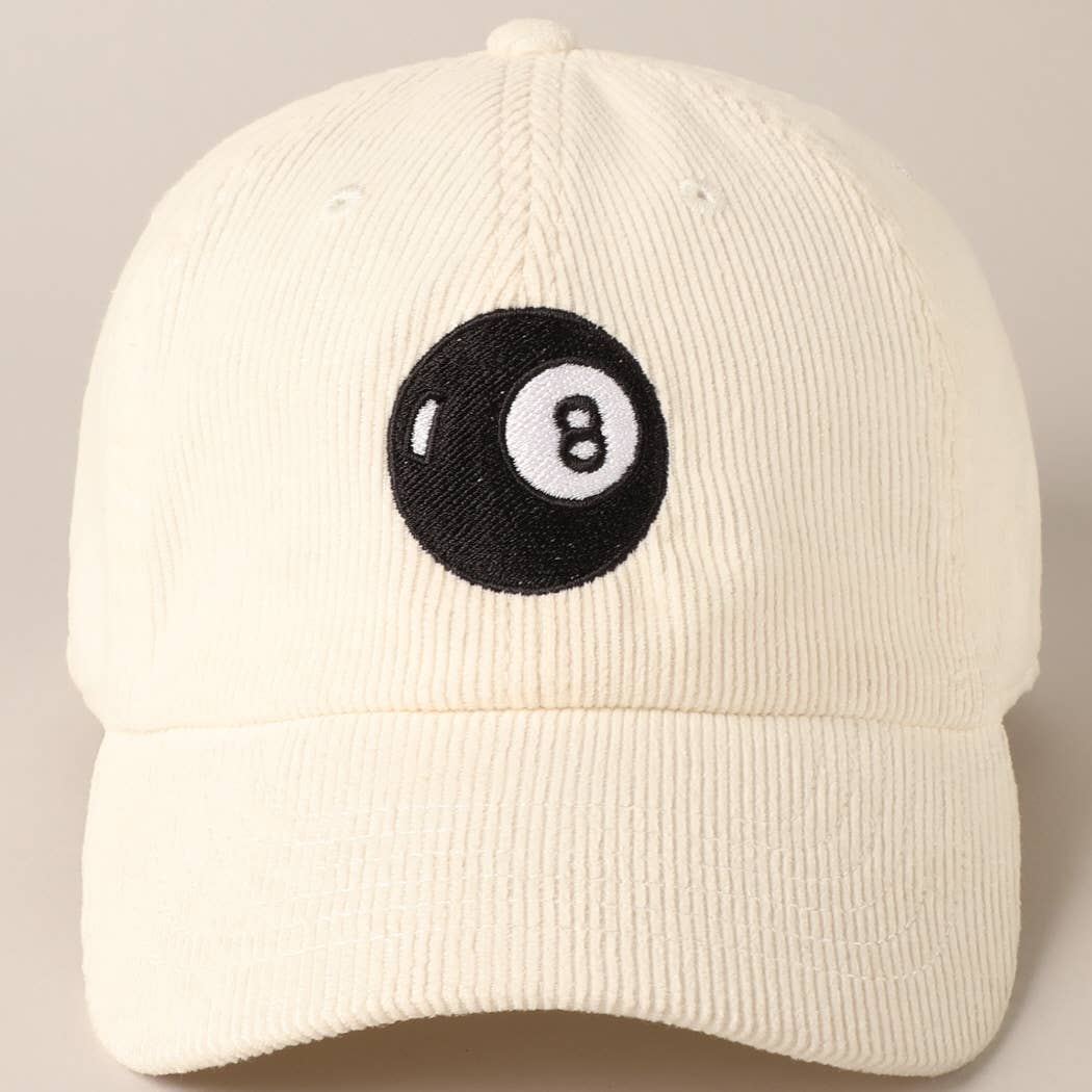 8 Ball Embroidered Corduroy Cap