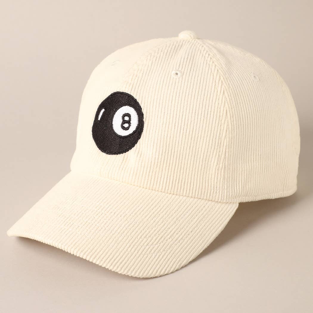 8 Ball Embroidered Corduroy Cap