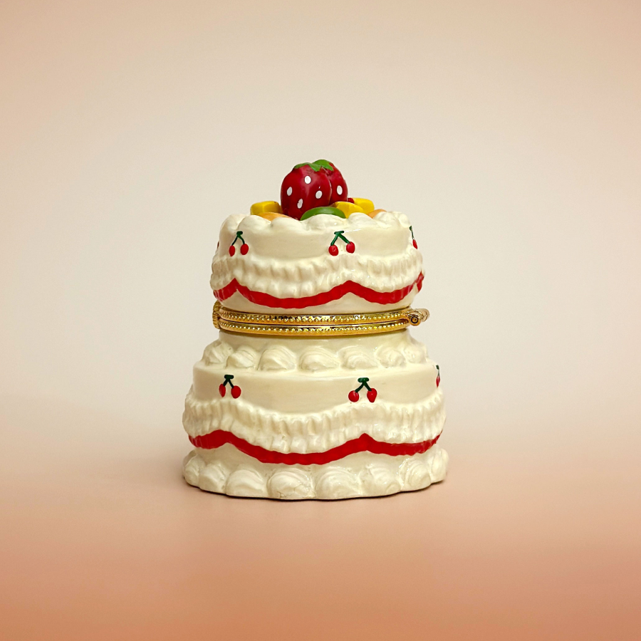 Fruit Cake Hand Painted Trinket Box