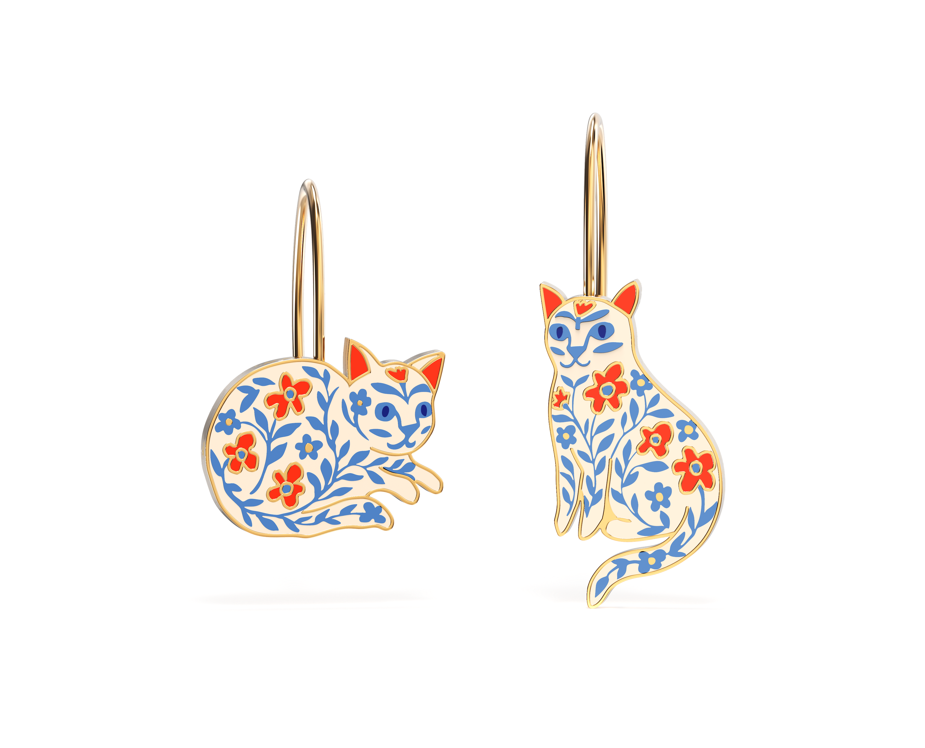Floral Cats Earrings