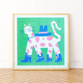 Cowboy Cat Square Riso Print