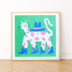 Cowboy Cat Square Riso Print