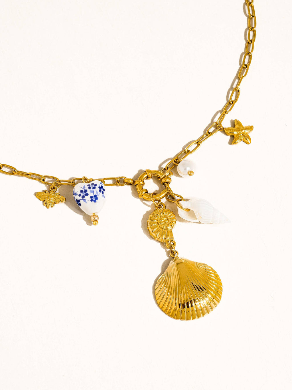 Briar 18K Gold Non-Tarnish Shell Ceramic Charm Necklace