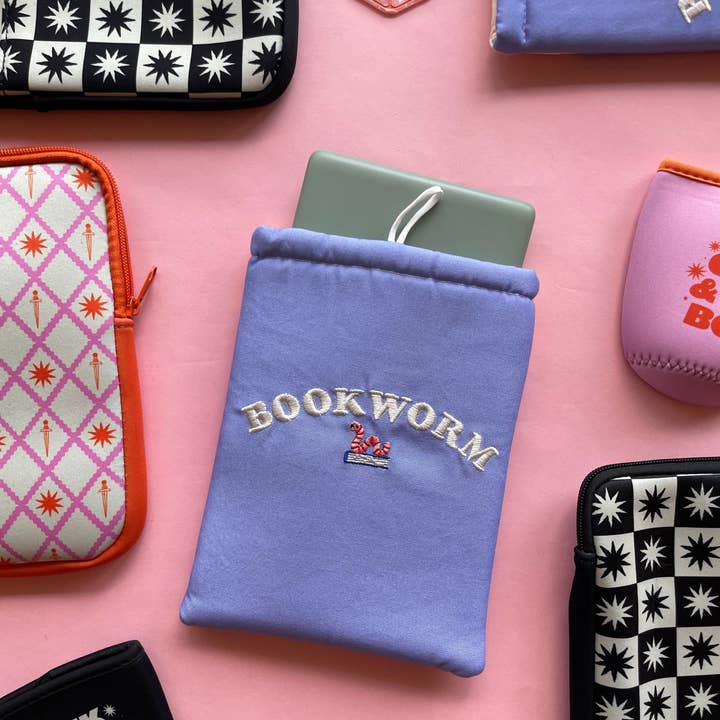 Bookworm Embroidered Book/Kindle Sleeve