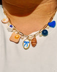 Multi-Charm Paperclip Necklace "Breakfast" Charms