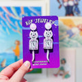 Cow Cat Clock Handmade Acrylic Earrings & Keychains