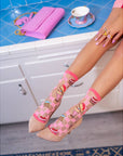 Retro Sweets Sheer Crew Socks