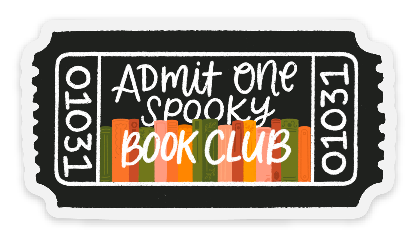 Clear Admit One Spooky Book Club Sticker