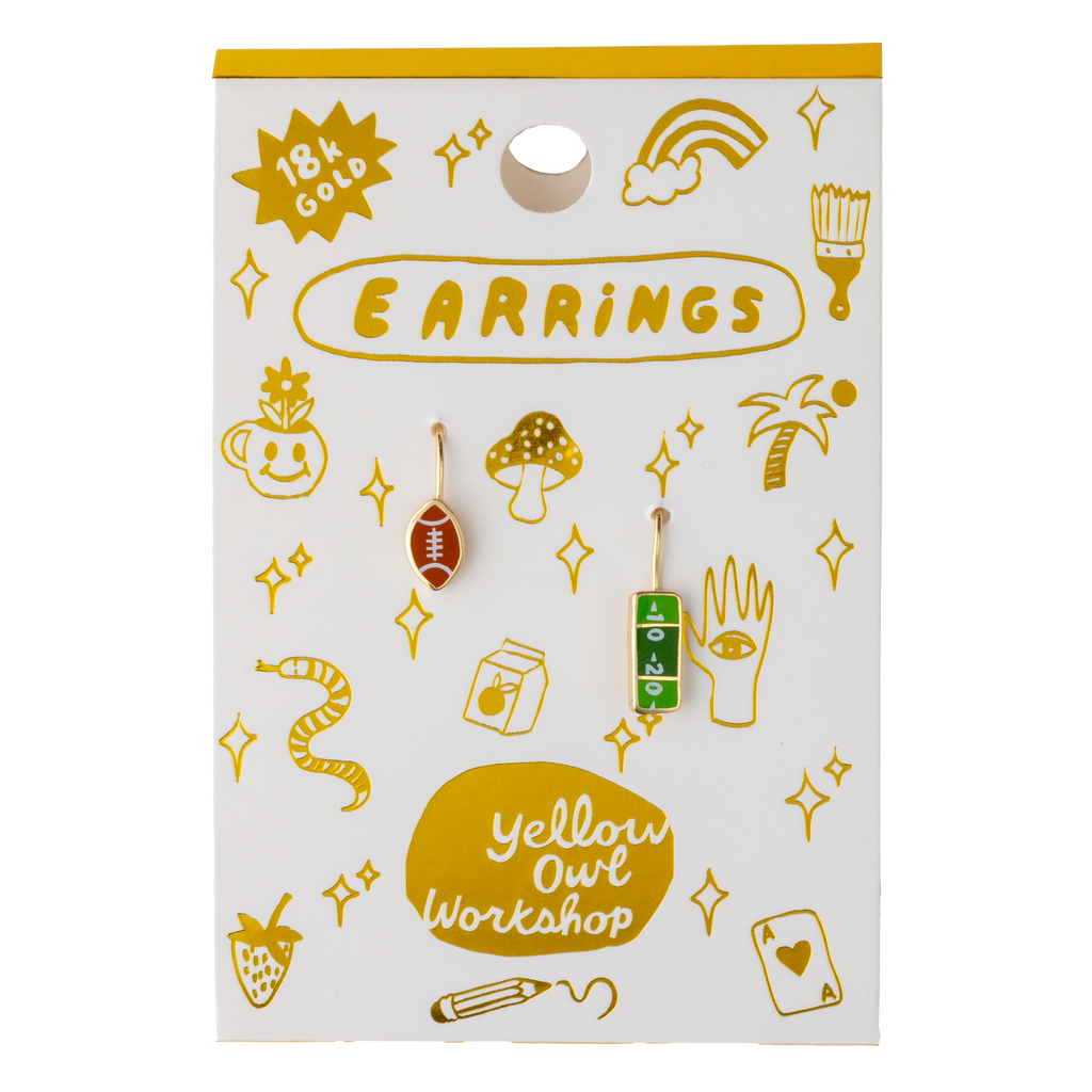 Football Fans Earrings - Gold Statement Super Bowl Jewelry
