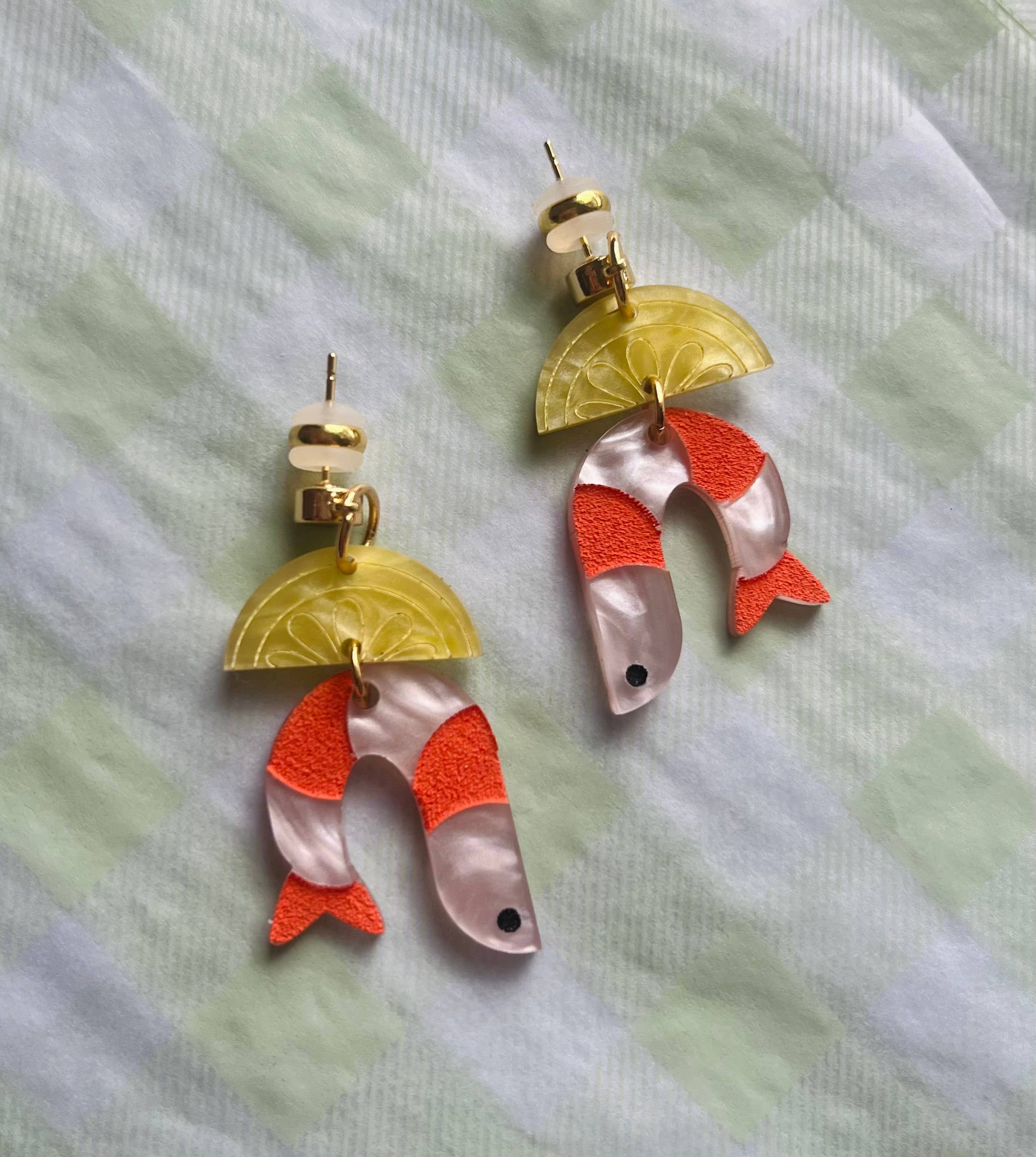 Shrimp Cocktail Acrylic Lightweight Earrings 