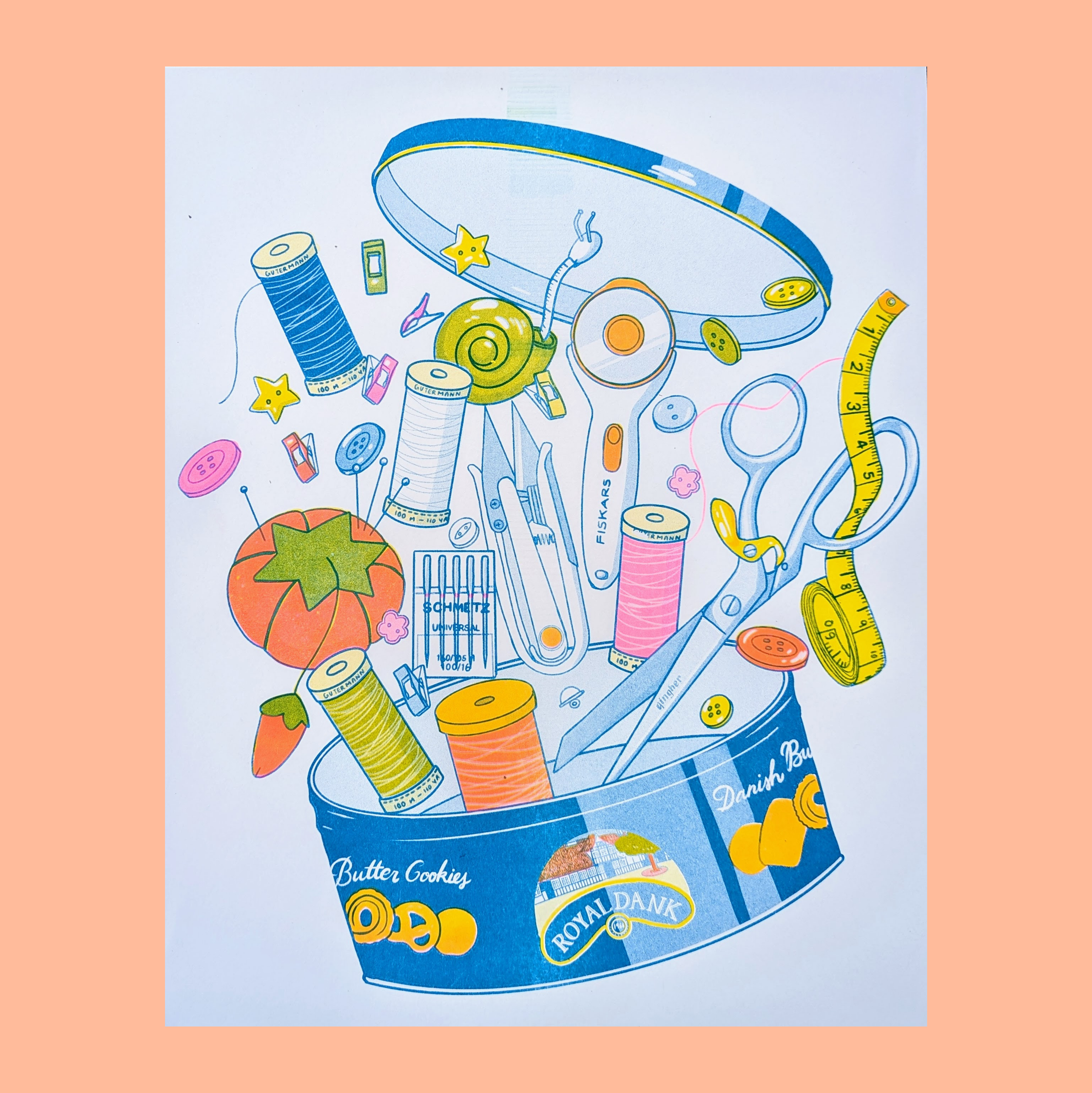 Butter Cookie Sewing Supplies |  Risograph Print