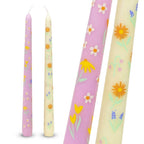 Floral Yellow & Pink Taper Candles - 2 Pack