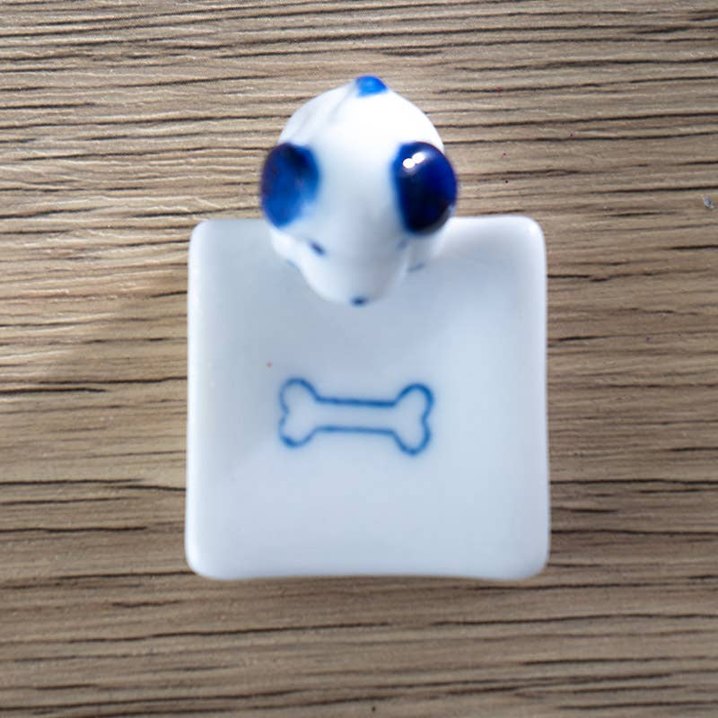 Dog and Bone Porcelain Chopsticks Rest 1.75"L