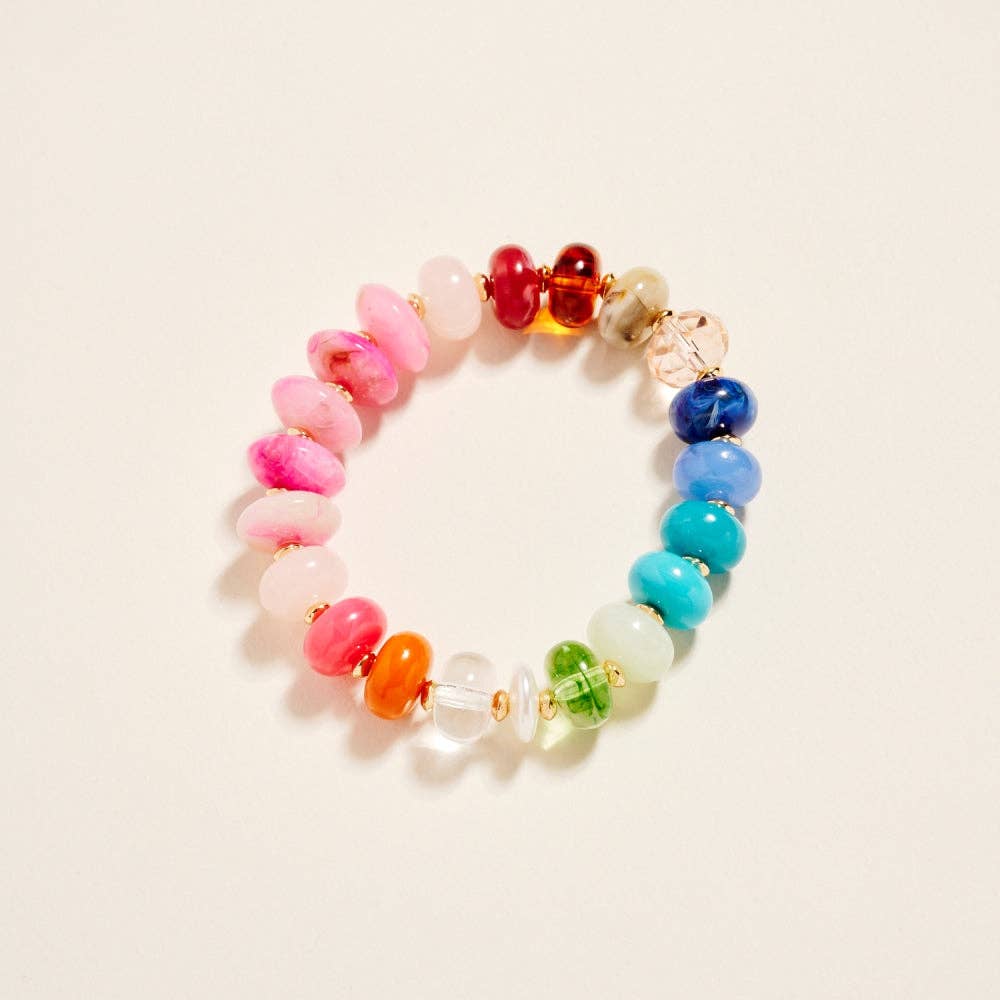 7.25 In Mixed Colorful Resin Bead Stretch Bracelet