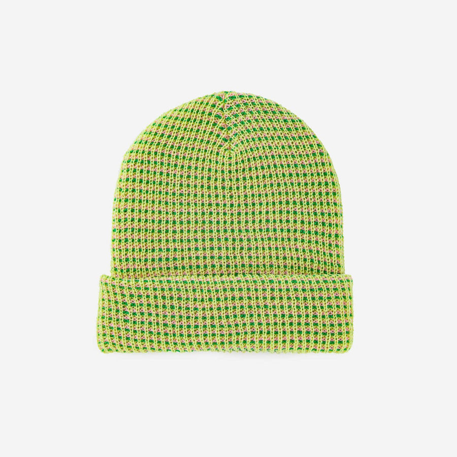 Simple Grid Knit Beanie- Lime Pink