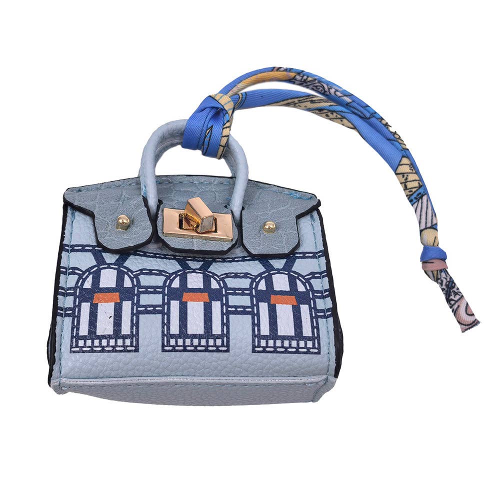House Printed Faux Leather Elegant and Stylish Mini Purse / Bag Charm