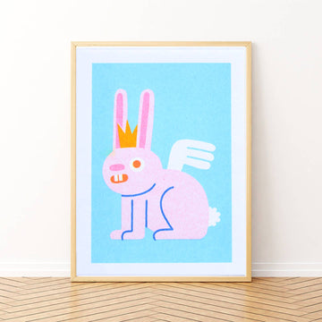 Mini Bunny Risograph Print