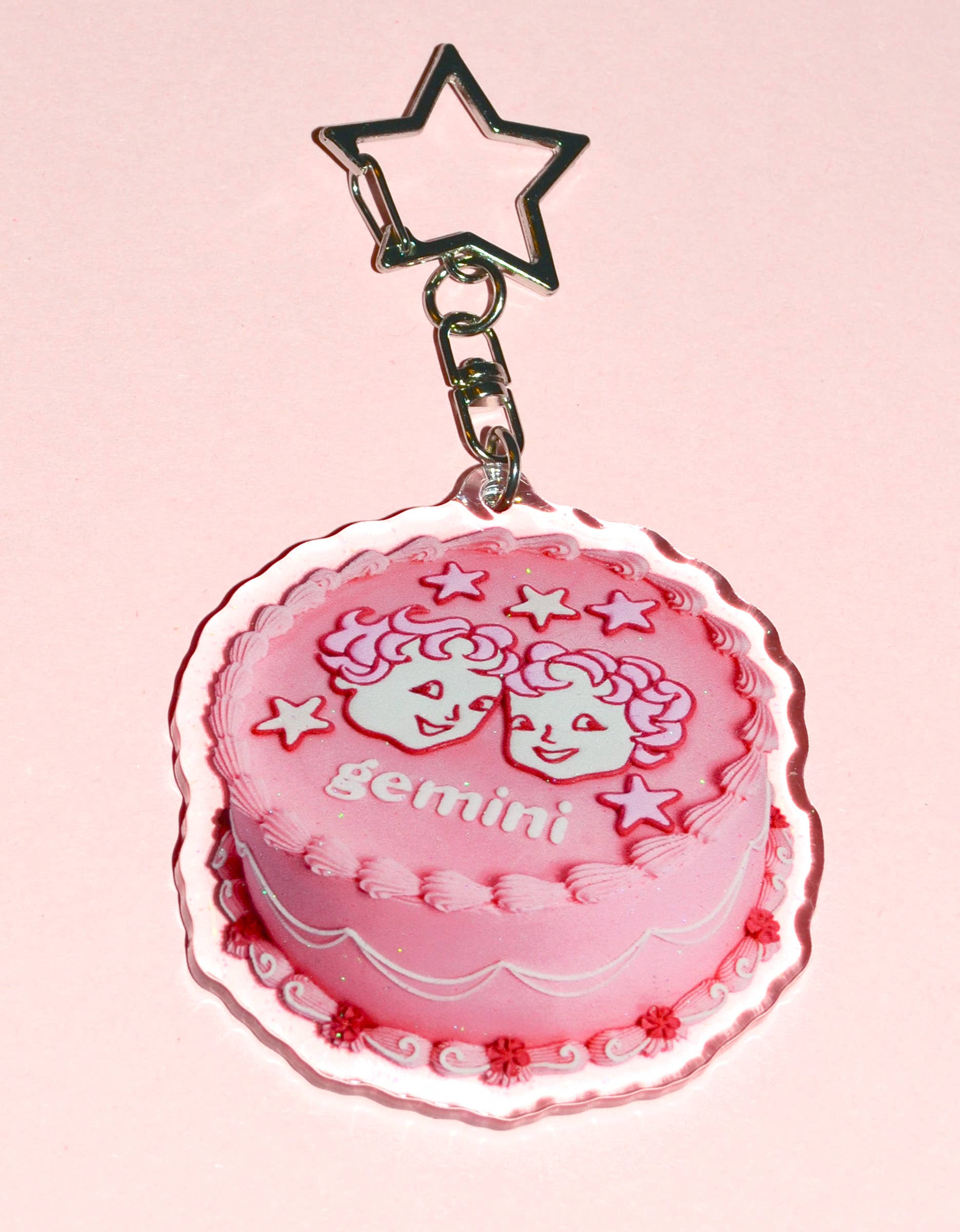 Gemini Glitter Horoscope Cake Keychain