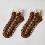 Rufia - Summer Floral Pattern Lace Trim Low-Cut Socks