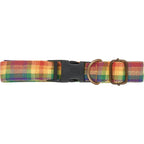Rainbow Plaid Dog Collar