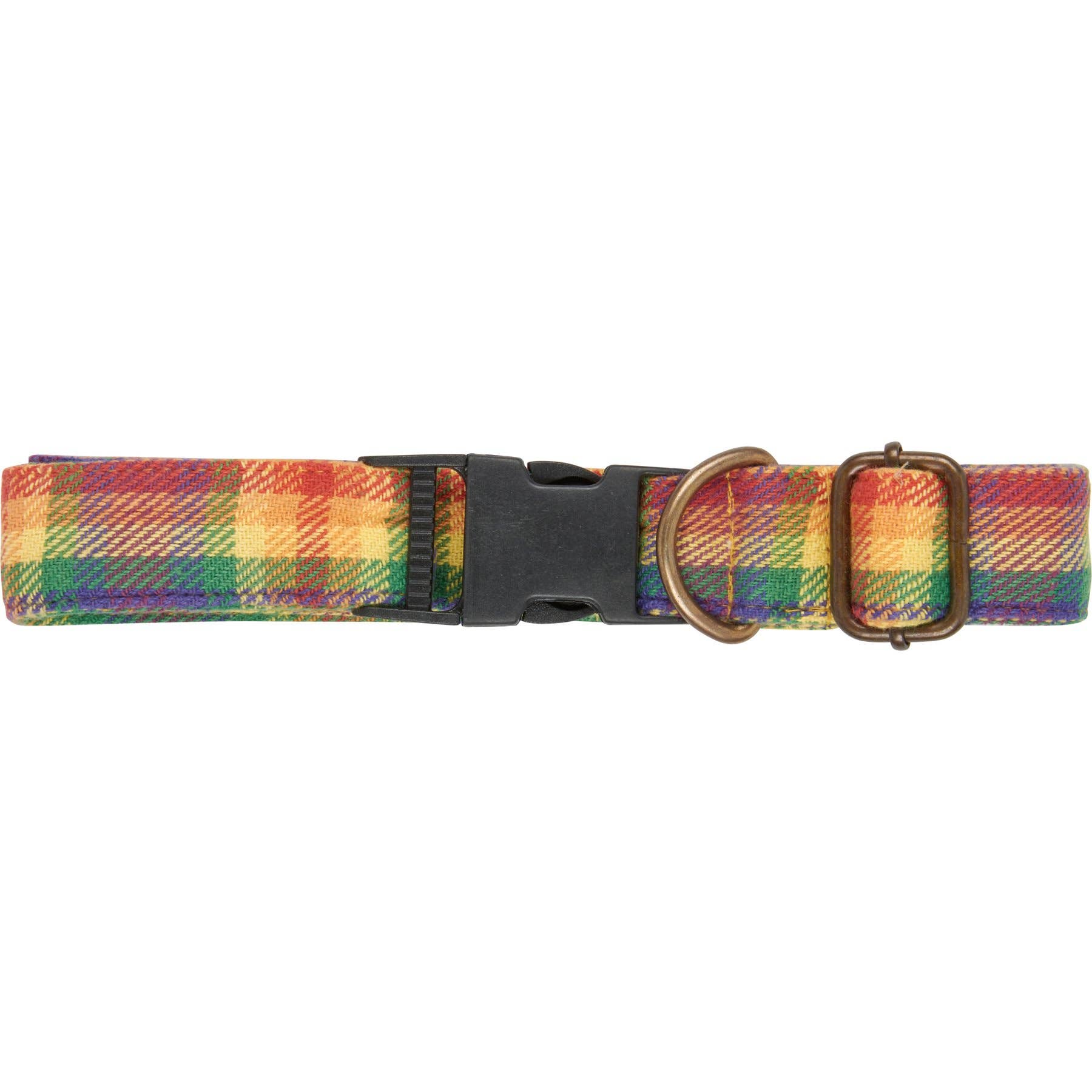 Rainbow Plaid Dog Collar