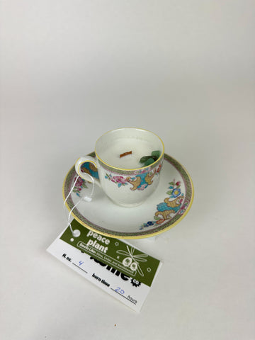 Peace Plant - Organic Soy Wax Candle, Petite Teacup and Saucer