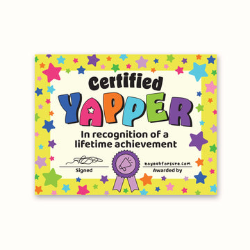 Certified Yapper Certificate Sticker