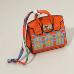 House Printed Faux Leather Elegant and Stylish Mini Purse / Bag Charm