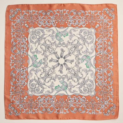 Baroque Print Silk-Texture Elegant Square Scarf