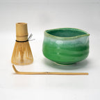 Matcha Set 20oz Porcelain Latte Bowl with Whisk and Scoop Green