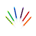 Striped Multicolor Candles - 24 Pack | Cake Candle |