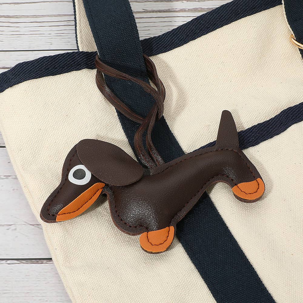 Faux Leather Dachshund Dog Bag Charm