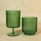 Meadow Green Ribbed Glassware, Set of 2
