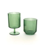 Meadow Green Ribbed Glassware, Set of 2
