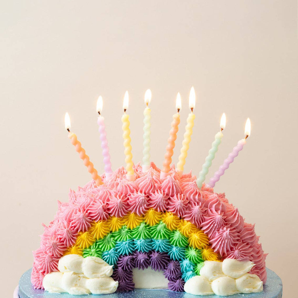 Pastels Twirl Birthday Candles - 8 Pack | Cake Candles |