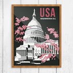 8" x 10 Washington DC Capital Building & Cherry Blossoms