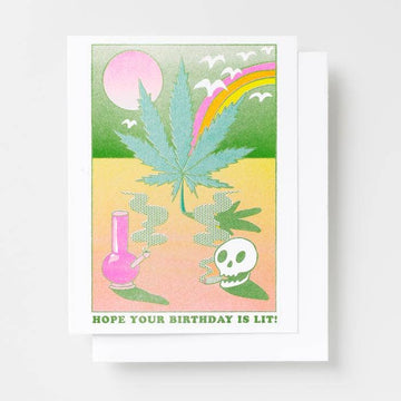 Lit Birthday Risograph Card