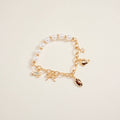 7.25 Inch Football Charms Pearl Chain Stretch Bracelet